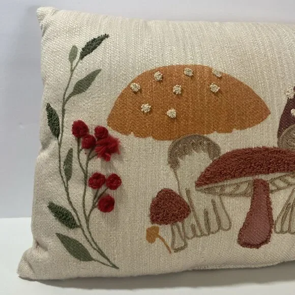 Lux Loom Mushroom Pillow Hand Woven Cotton Shroom Serenity Neutrals 14"x 20" - Picture 15 of 16